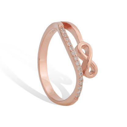 Rose Gold Silver Infinity Ring - Shinewine.co