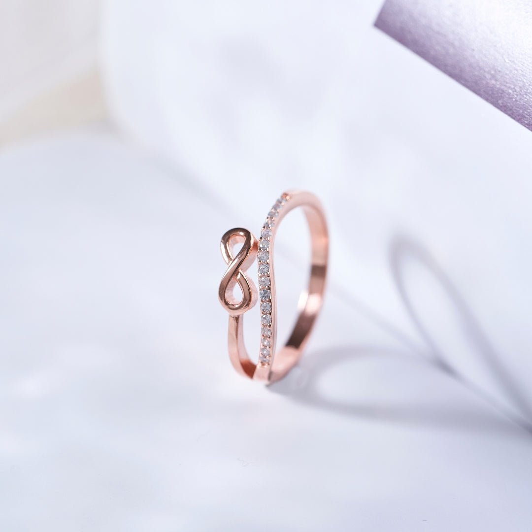 Rose Gold Silver Infinity Ring - Shinewine.co