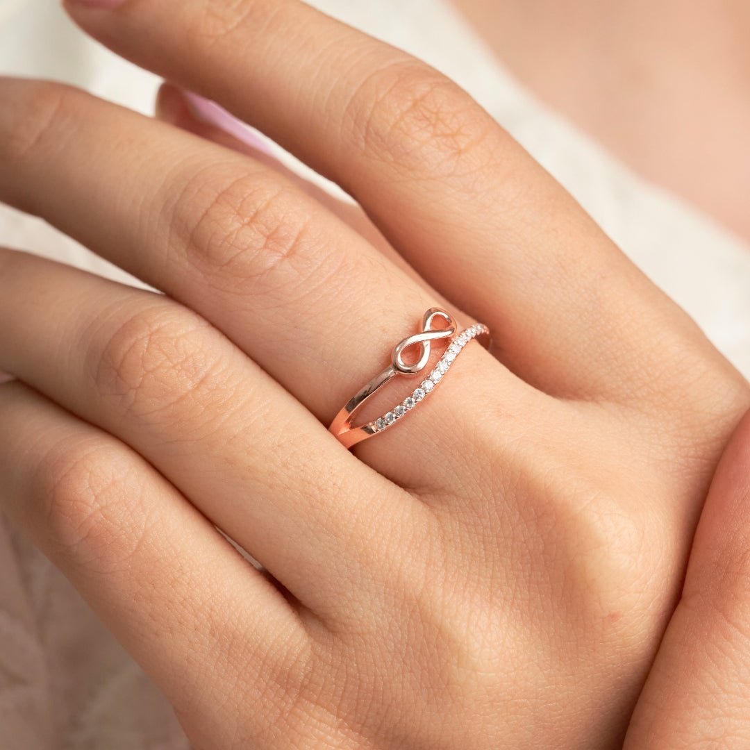 Rose Gold Silver Infinity Ring - Shinewine.co