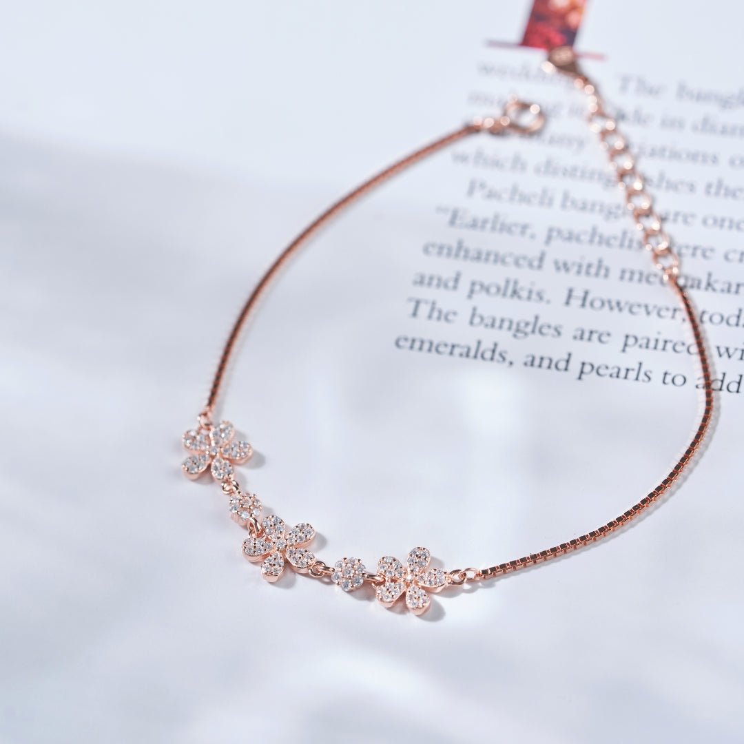 Rose Gold Silver Jasmine Diamond Bracelet - Shinewine.co