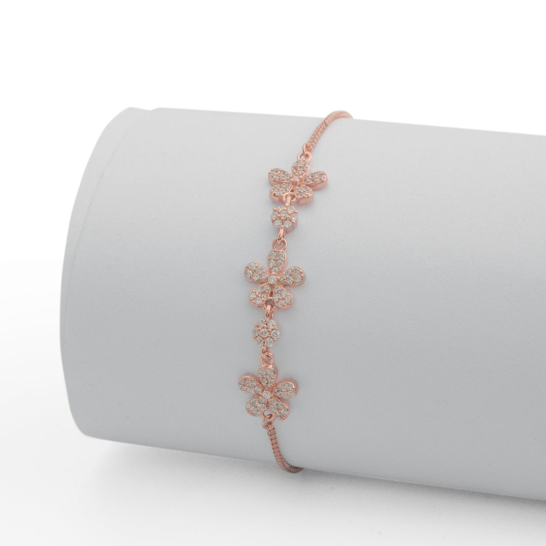 Rose Gold Silver Jasmine Diamond Bracelet - Shinewine.co