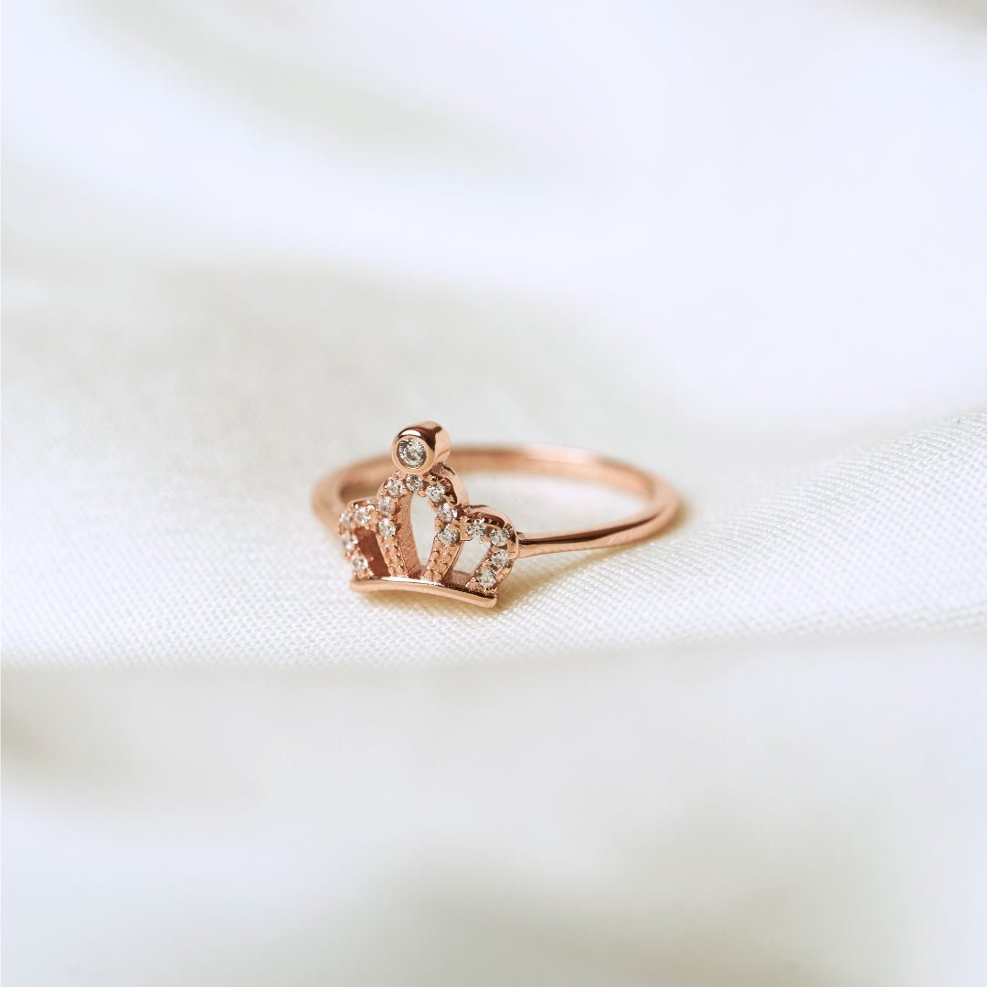 Rose Gold Silver Tiara Diamond Ring - Shinewine.co