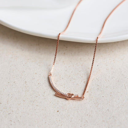 Rose Gold Silver TieKnot Diamond Necklace - Shinewine.co