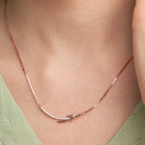 Rose Gold Silver TieKnot Diamond Necklace - Shinewine.co