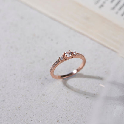 Rose Gold Trinity Spark Diamond Ring - Shinewine.co