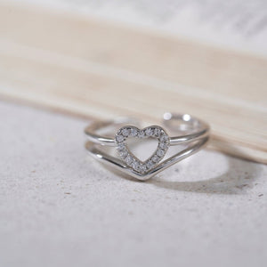 Silver Eternal Heart Diamond Ring - Shinewine.co