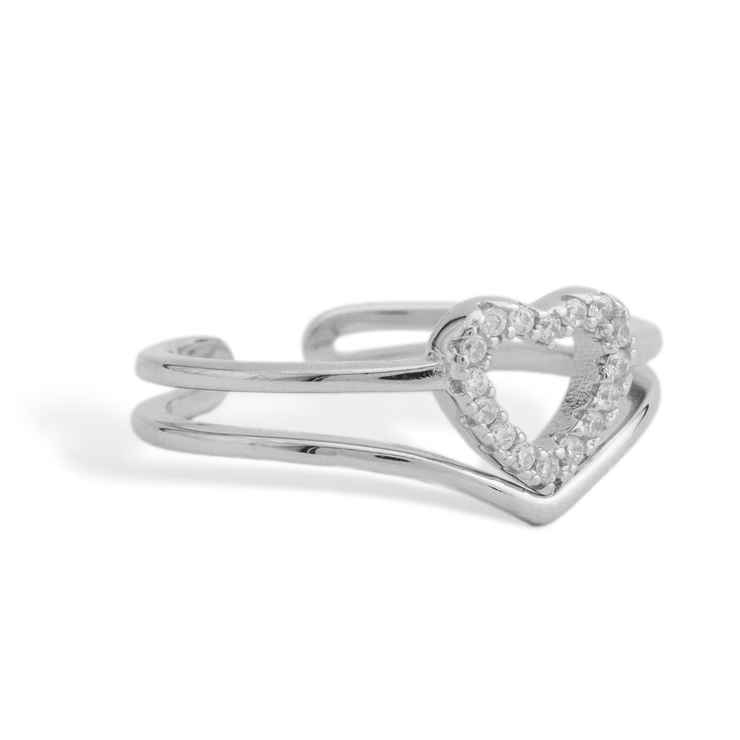 Silver Eternal Heart Diamond Ring - Shinewine.co