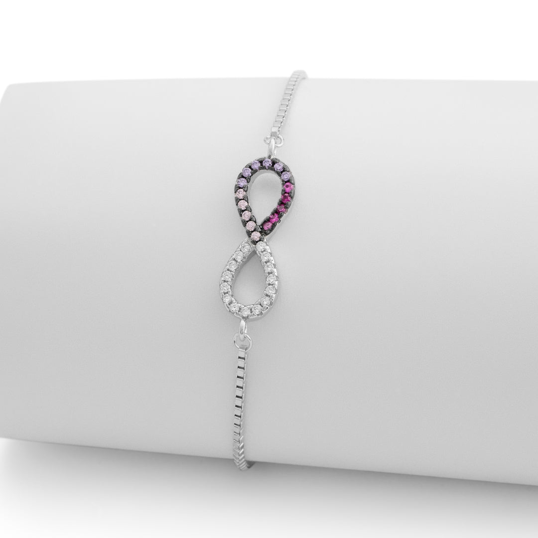 Silver Infinity Rainbow Diamond Bracelet - Shinewine.co