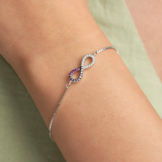 Silver Infinity Rainbow Diamond Bracelet