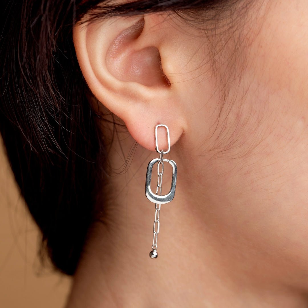 Silver Link Drop Earrings - Shinewine.co