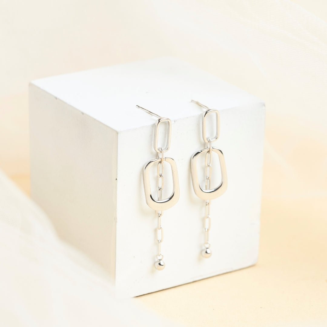 Silver Link Drop Earrings - Shinewine.co