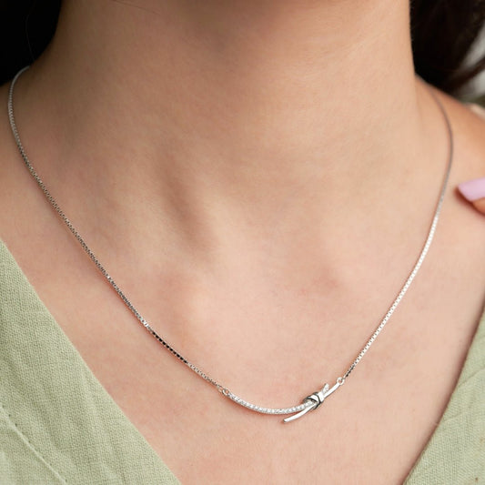 Silver TieKnot Diamond Necklace