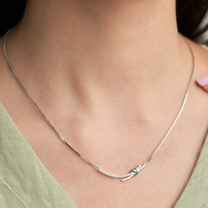 Silver TieKnot Diamond Necklace - Shinewine.co