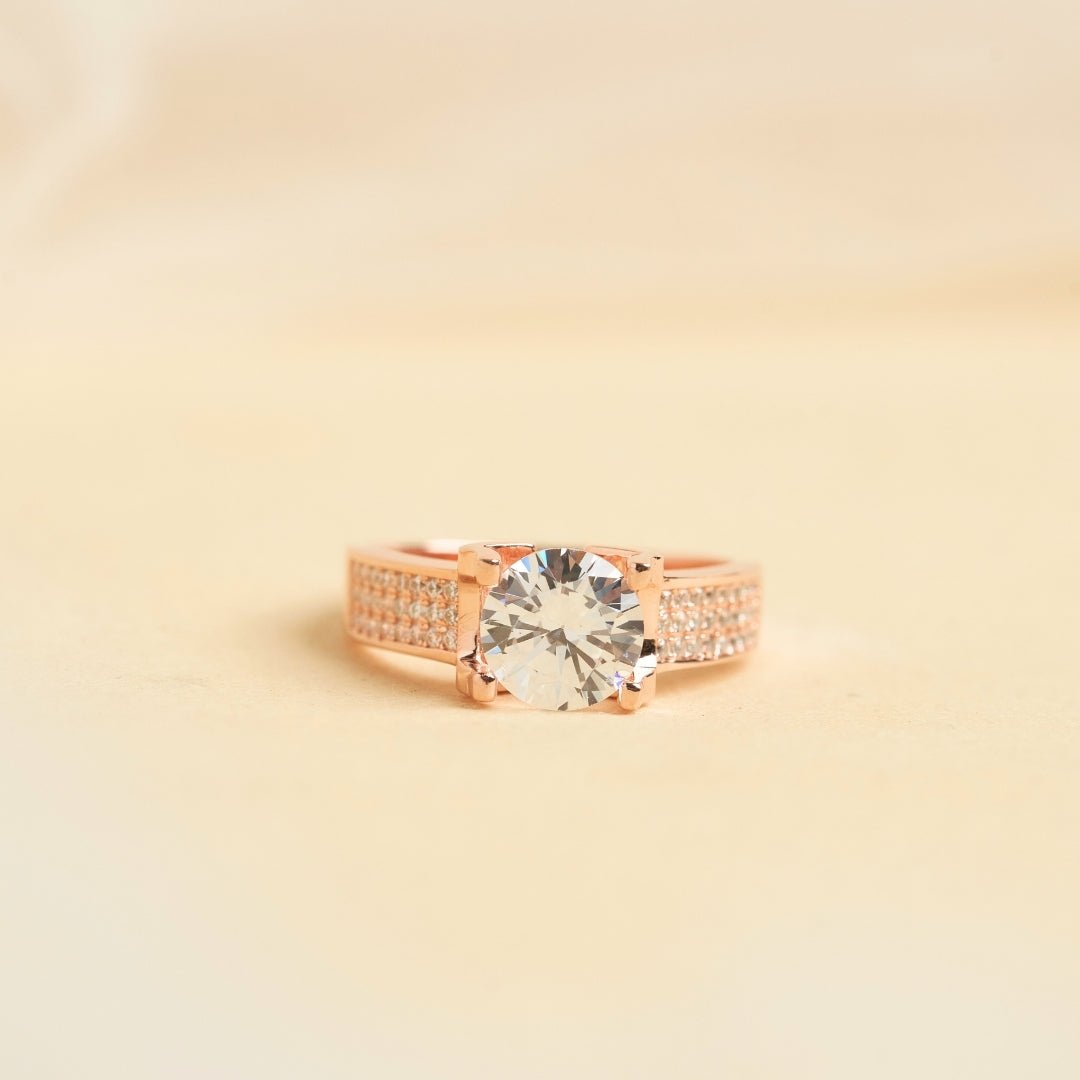 Solitaire Rose Gold Silver Ring - Shinewine.co