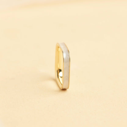 Square Shape Yellow Gold Silver Ring - Shinewine.co