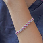 Pink Sapphire Tennis Silver Bracelet