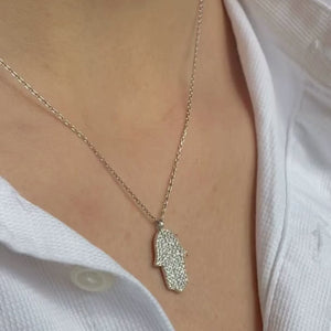 
            
                Load and play video in Gallery viewer, Flicker Hamsa 925 Silver Necklace
            
        