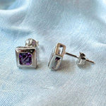 Alice Purple Stone Silver Earring - Shinewine.co