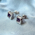 Alice Purple Stone Silver Earring - Shinewine.co
