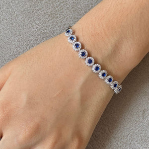 Blue Sapphire Tennis Silver Bracelet - Shinewine.co