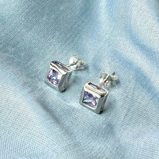 Clara Purple Stone Silver Earring