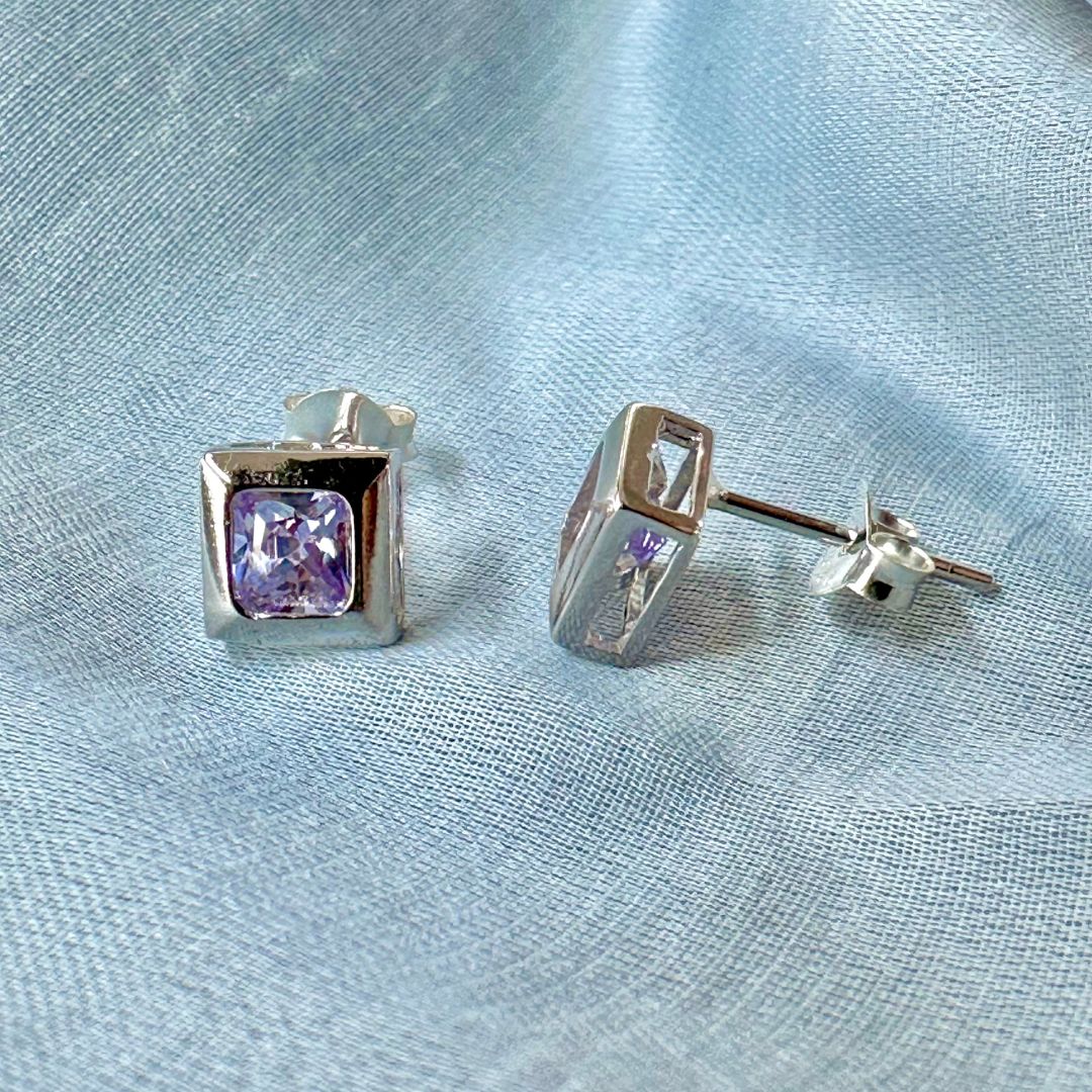 Clara Purple Stone Silver Eaaring - Shinewine.co