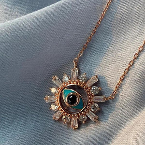 Evil Eye 925 Sterling Silver Necklace (Rose Gold) - Shinewine.co