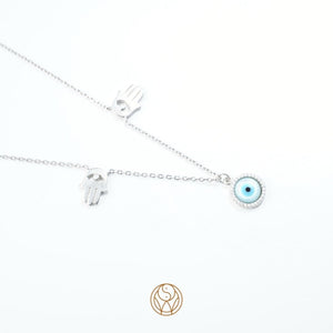 Evil Eye Hamsa Charm 925 Silver Necklace - 925 Silver Jewellery - Shinewine