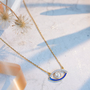  Evil Eye Pearl Silver Necklace for women - Silver Jewellery - Shinewine