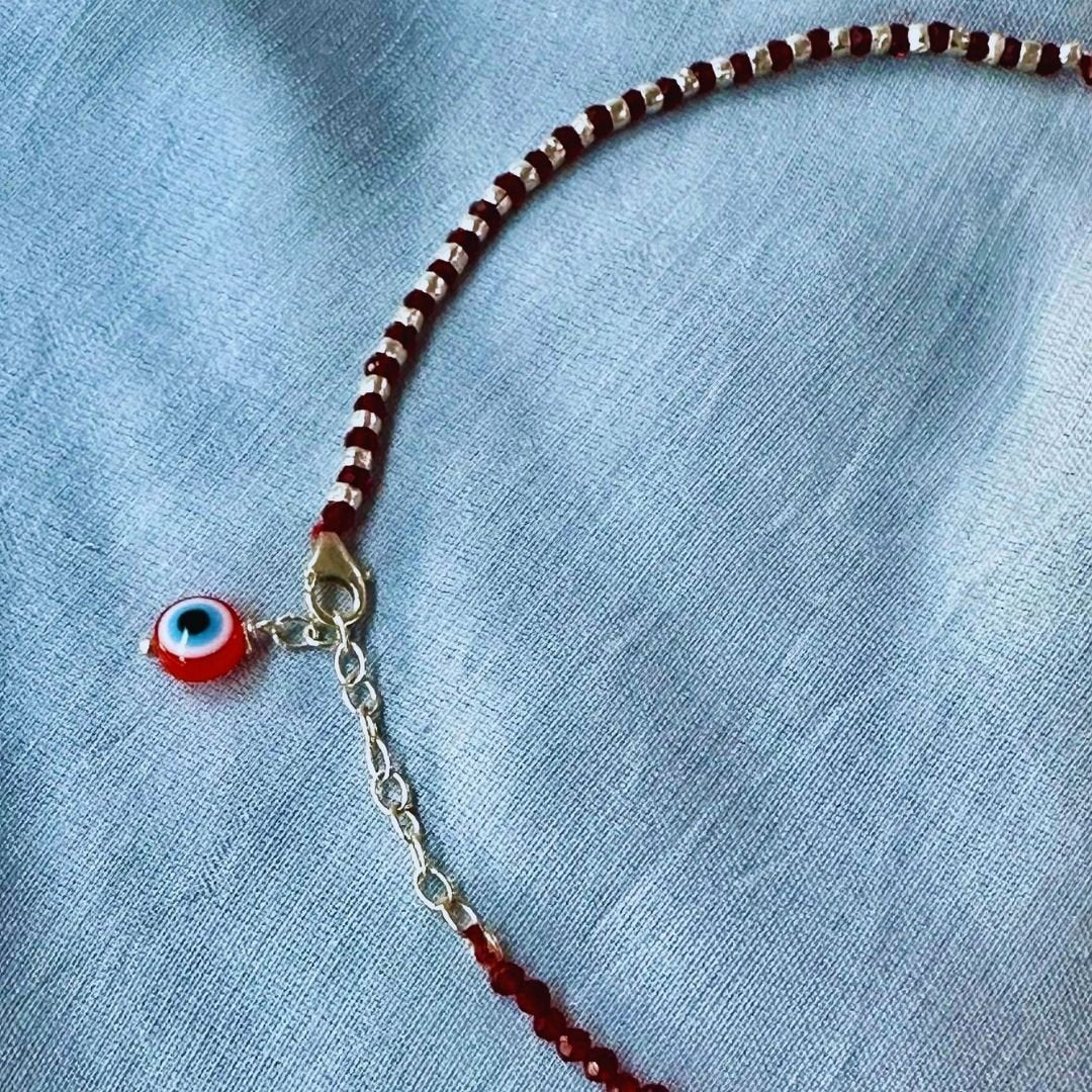 Evil Eye Silver Anklet - Shinewine.co