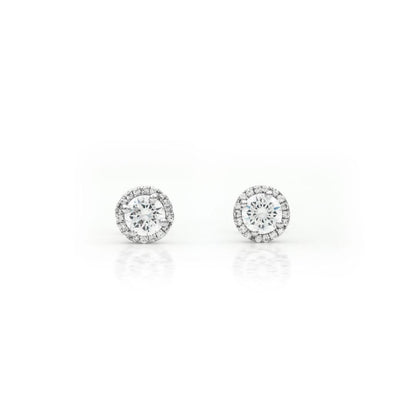 Halo Solitaire Stud Silver Earrings - Shinewine.co