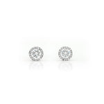 Halo Solitaire Stud Silver Earrings - Shinewine.co