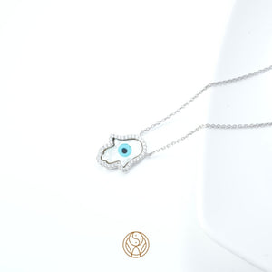Hamsa Diamond 925 Silver Necklace - 925 Silver Jewellery - Shinewine