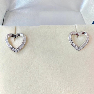 Heart Silver Diamond Earrings - Shinewine.co