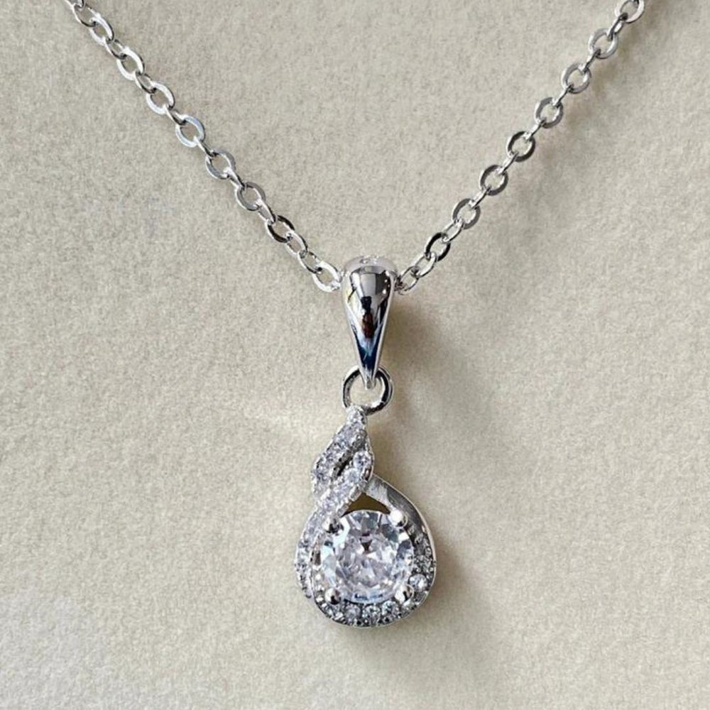 Hope Solitaire Diamond Silver Necklace - Shinewine.co