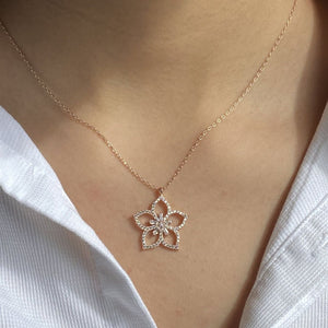 Jasmine Diamond Silver Necklace Rosegold - Shinewine.co
