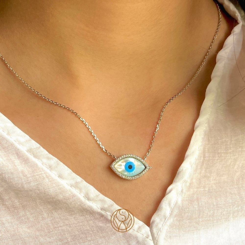 Green Onyx Evil Eye Necklace 14K Gold Over 925 Silver Necklace –  YoTreasureIndia
