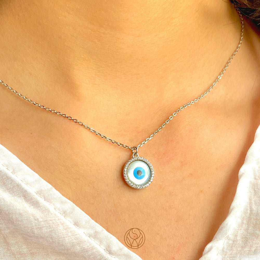 Buy Minimal Evil Eye Silver Necklace Online - Silver Jewellery - Shinewine