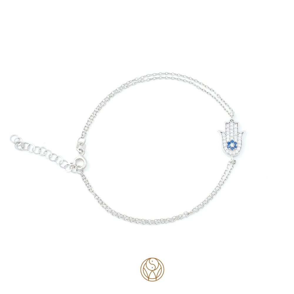 Minimal Hamsa Diamond Silver Bracelet Online - Designer Silver Jewellery - Shinewine
