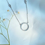 Open Circle 925 Silver Diamond Necklace - Shinewine.co