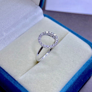 Open Circle 925 Silver Diamond Ring - Shinewine.co