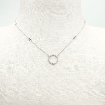 Open Circle Silver Diamond Necklace - Shinewine.co