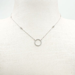 Open Circle Silver Diamond Necklace - Shinewine.co