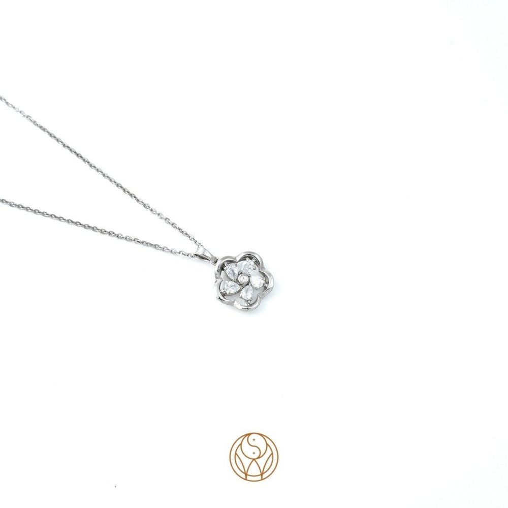 Pheony Diamond Silver Necklace - Buy Silver Jewellery Online - Shinewine
