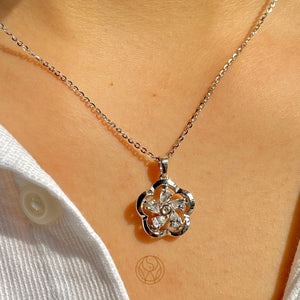 Pheony Diamond Silver Necklace - 925 Silver Jewellery - Shinewine