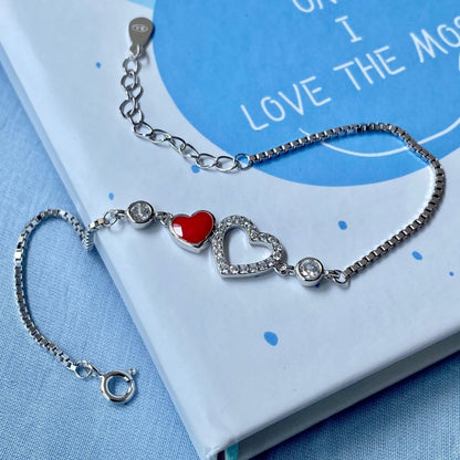 Pink Heart Silver Bracelet - Shinewine.co