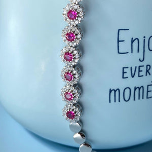 Pink Sapphire Tennis Silver Bracelet - Shinewine.co