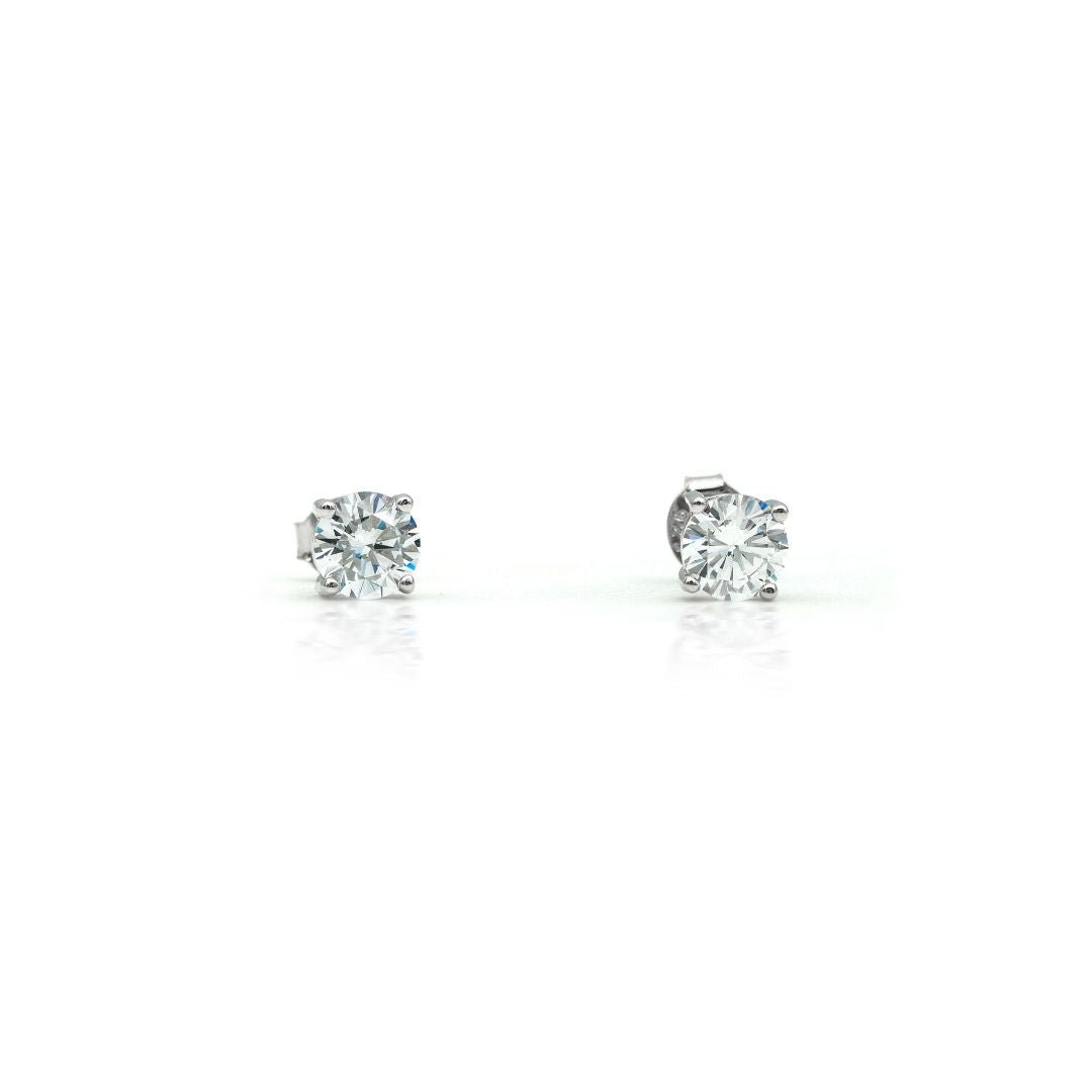 Premium Solitaire Diamond Silver Earrings - Shinewine.co