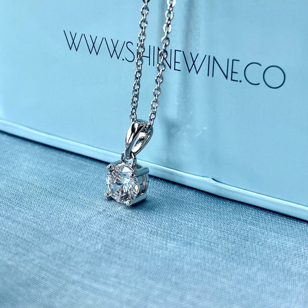 Buy Premium Solitaire 925 Silver Necklace - Designer Silver Jewellery - Shinewine