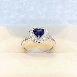 Silver Blue Sapphire Diamond Ring - Shinewine.co